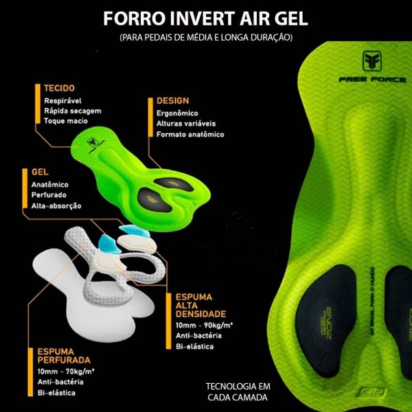 Bretelle p/ Ciclismo Free Force Performance Gel masculino + Meia - Image 4
