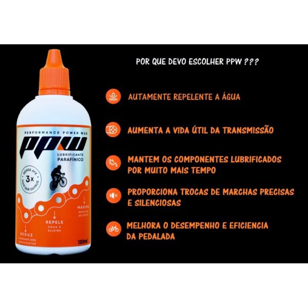 Lubrificante Parafínico PPW 120ml p/ corrente de bicicleta à base de cera - Image 3