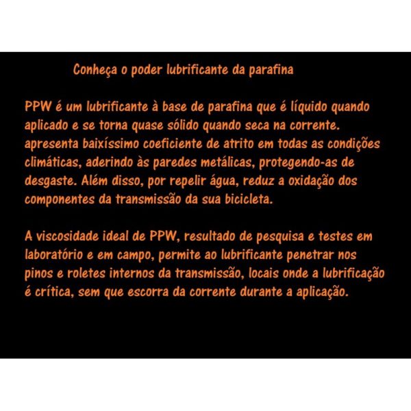 Lubrificante Parafínico PPW 120ml p/ corrente de bicicleta à base de cera - Image 6