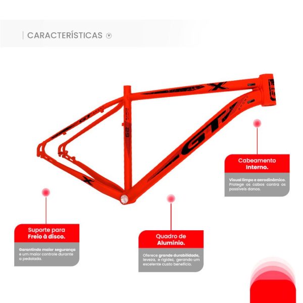 Quadro de Bicicleta GT Sport Alumínio MTB Aro 29 c/ Cabeamento Interno (leve e resistente) - Image 2