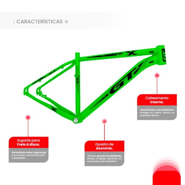 Quadro de Bicicleta GT Sport Alumínio MTB Aro 29 c/ Cabeamento Interno (leve e resistente) - Image 6