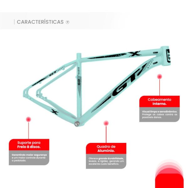 Quadro de Bicicleta GT Sport Alumínio MTB Aro 29 c/ Cabeamento Interno (leve e resistente) - Image 7