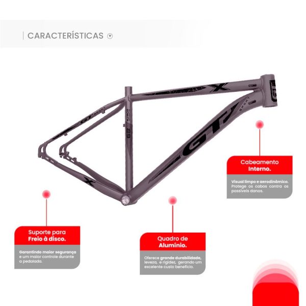 Quadro de Bicicleta GT Sport Alumínio MTB Aro 29 c/ Cabeamento Interno (leve e resistente) - Image 9