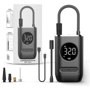 Mini Compressor Digital Portátil Para Pneus Bicicleta Com Calibrador